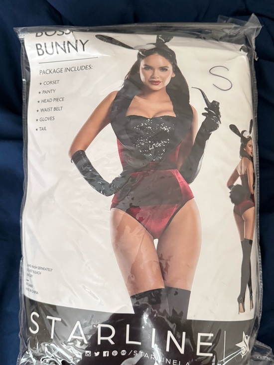 Starline Other - Starline 'Boss Bunny' Women's Corset Lingerie Set in Burgundy and Black